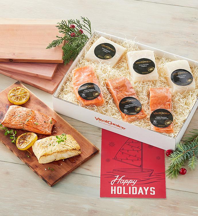 MSC Wild Alaskan Sockeye and Halibut with Grilling Planks - Holiday Gift